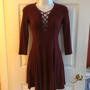 Forever21 Lace Up Sweater Skater Dress